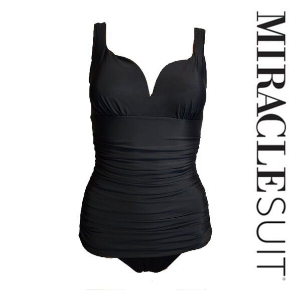 Miraclesuit Rock Solid Cherie Soft Cup Tummy Control One Piece  Black Size 8 - Picture 1 of 8